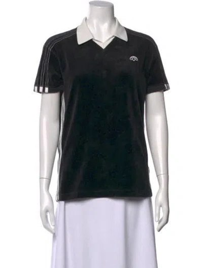 Pre-owned Adidas Originals By Alexander Wang V-neck Short Sleeve Polo In Black