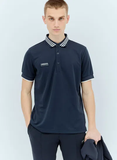 Adidas Originals By Spzl Logo Patch Polo Shirt In Navy