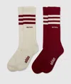 Adidas Originals By Wales Bonner 3 Stripe Sock In Wonder White/collegiate Burgundy