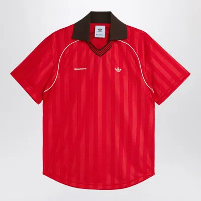 ADIDAS ORIGINALS BY WALES BONNER ADIDAS ORIGINALS BY WALES BONNER SCARLET JACQUARD FOOTBALL T-SHIRT