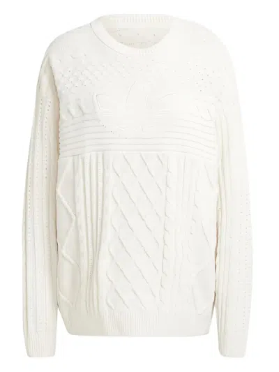 Adidas Originals Pullover Mit Zopfmuster In White