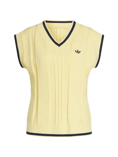 Adidas Originals Cable Knit Vest In Yellow