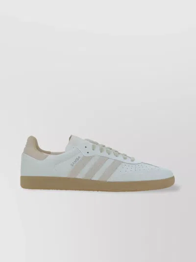 Adidas Originals Calfskin Low-top Sneakers With Oblique Bands In White