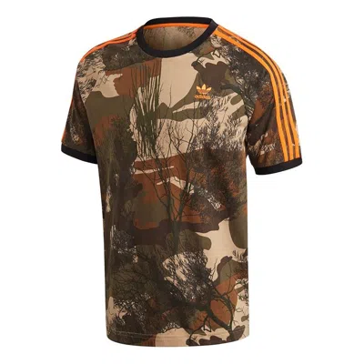 Adidas Originals Camo Aop Tee Camouflage Printing Stripe Sports Short Sleeve Brown