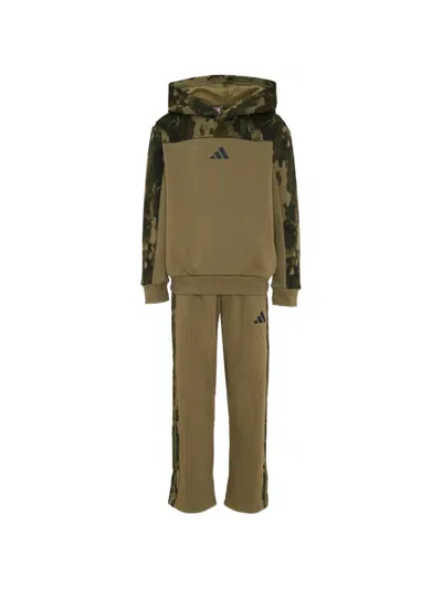 Adidas Originals Kids' Camo-print Logo-print Tracksuit In Green