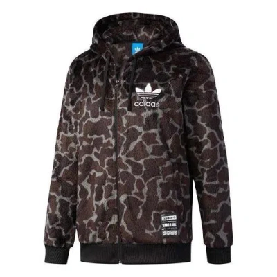 Adidas Originals Camouflage Stay Warm Hooded Jacket Brown In Multi