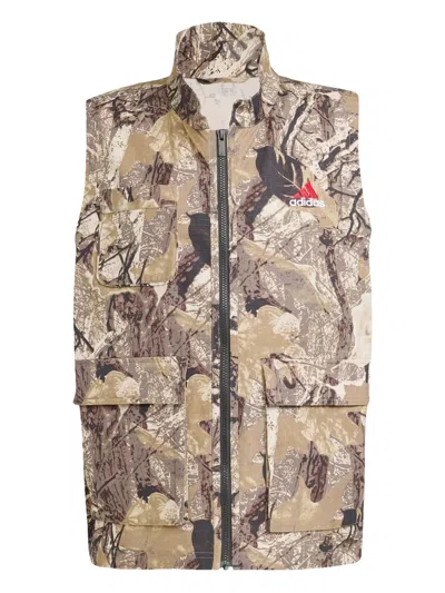 Adidas Originals Camouflaged Pocketed Vest In Neutral