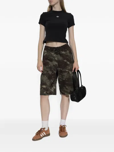 Adidas Originals Camouflage-print Logo-embroidered Shorts In Gray