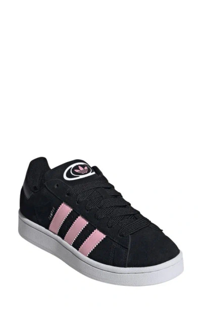 Adidas Originals Adidas Womens Black White True Pink Campus 00s Brand-stripe Low-top Suede Trainers In Black/pink/white