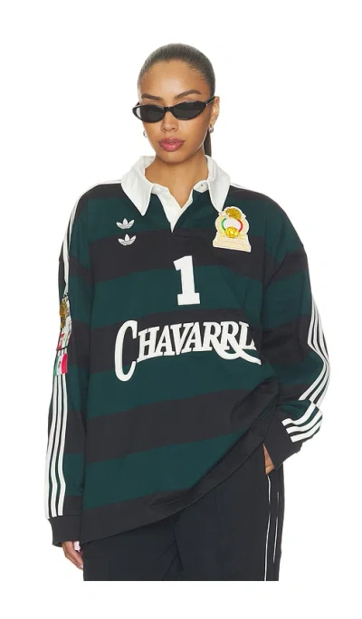 Adidas Originals Chavarria Portero Long Sleeve Rugby Top In Green