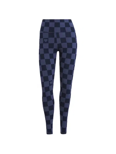 Adidas Originals Checkerboard Heart-print Leggings In Blue