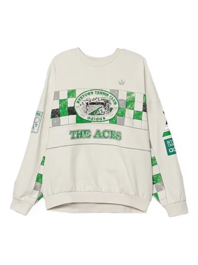 Adidas Originals Checkers-print Sweatshirt In White