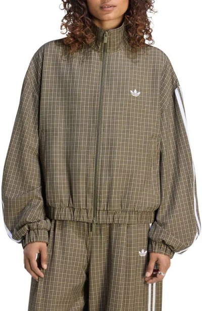 Adidas Originals Checks Track Jacket In Olivestrata