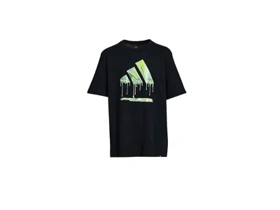ADIDAS ORIGINALS CHROME DRIP LOGO T-SHIRTS (BIG KID) BOY'S T SHIRT BLACK/GREEN : XL (18 BIG KIDS), COTTON