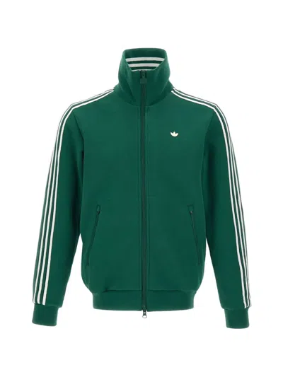 Adidas Originals Classic Tt Triple-stripe High-neck Sweatshirt In Green