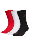 Adidas Originals Climacool 3-pack Crew Length Socks In Black/ White/ Scarlet