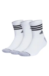 Adidas Originals Climacool 3-pack High Quarter Length Socks In White/ Grey/ Black
