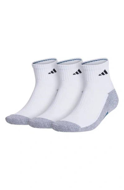 Adidas Originals Climacool 3-pack Quarter Length Socks In White/ Grey/ Indigo Blue