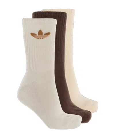 Adidas Originals Clover Logo Mid-tube Socks Six Pairs In Nude