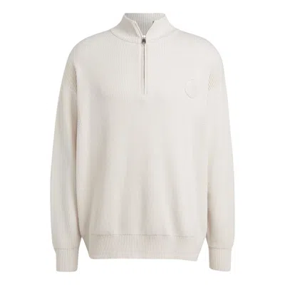 Adidas Originals Club Knit Half-zip Sweater 'beige' In White