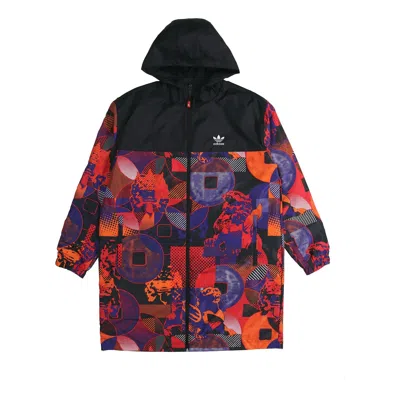 Adidas Originals Cny Parka Casual Hooded Sports Reversible Mid-length Trench Coat Jacket Black In Multi