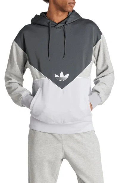 Adidas Originals Colourado Colourblock Hoodie In Dark Grey/ Light Grey/ Grey