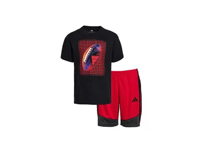 Adidas Originals Colorblock Shorts Set (toddler/little Kid) Boy's Shorts Black Adi : 2t Toddler 2, Cotton In Multi