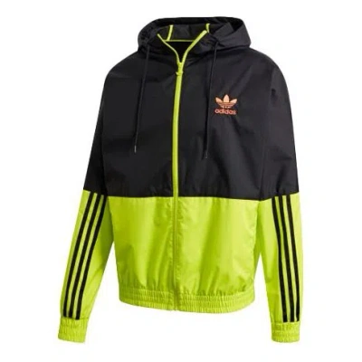 Adidas Originals Colorblock Zipper Sports Jacket Yellow In Black