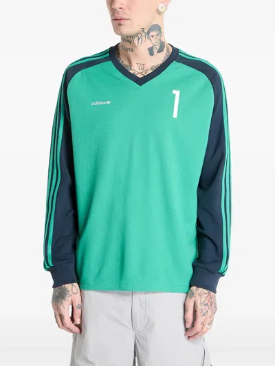 Adidas Originals Colourblock Long-sleeve T-shirt In Green