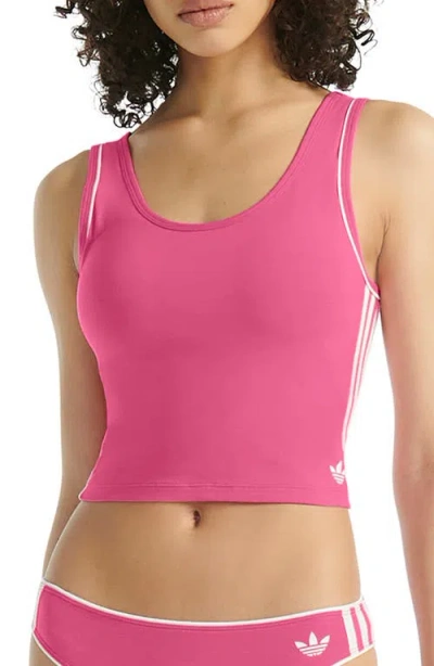 Adidas Originals Comfort Flex Cotton Blend Crop Tank In Pink