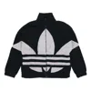 Adidas Originals Contrasting Colors Logo Suede Stand Collar Sports Jacket Black