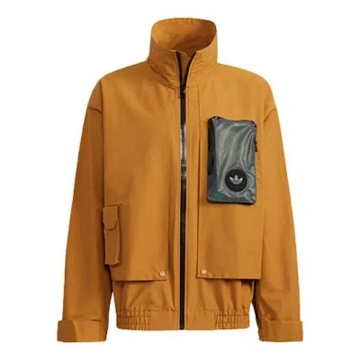 Adidas Originals Contrasting Colors Pocket Logo Sports Jacket Brown