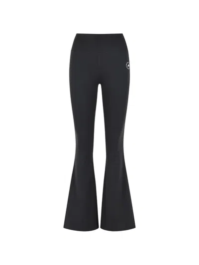 Adidas Originals Contrasting Logo Flared Trousers In Black
