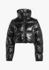 Adidas Originals Shiny Finish Cropped Puffer Jacket In Black