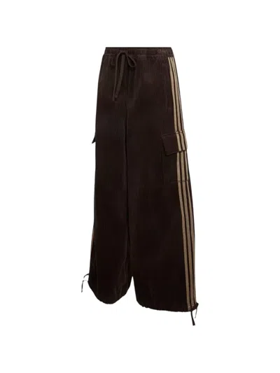 Adidas Originals Corduroy Side-stripe Cargo Pants In Brown