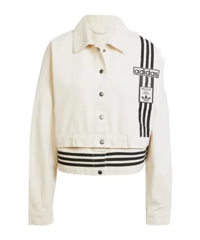 Adidas Originals Cotton Bomber Jacket In Bianco