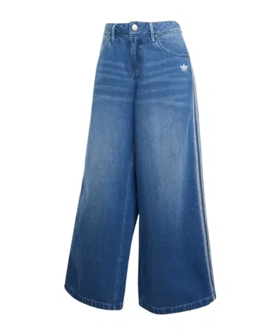 Adidas Originals Cotton Wide-leg Jeans In Blue