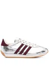 Adidas Originals Womens Silver Metallic Maroon O Country Og Metallic Leather Low-top Trainers In Silver Metallic/maroon/off-white
