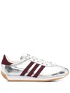 Adidas Originals Womens Silver Metallic Maroon O Country Og Metallic Leather Low-top Trainers In Silver Metallic/maroon/off-white