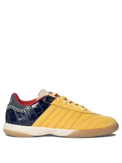 Adidas Originals Croc-effect Leather And Suede Sneakers In Yellow