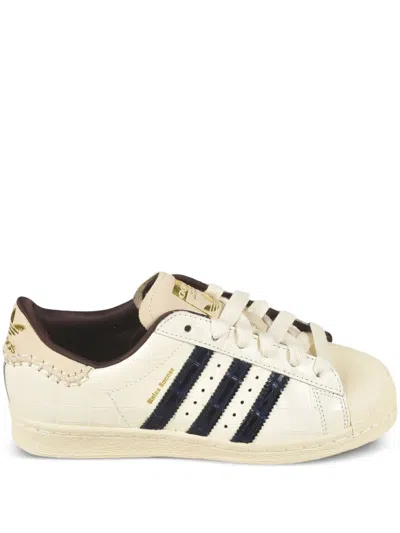Adidas Originals Crocodile-effect Three-stripe Trainers In White