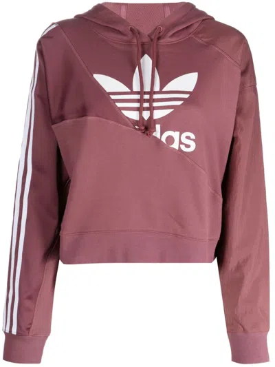 Adidas Originals Cropped Drawstring Hoodie In Rot