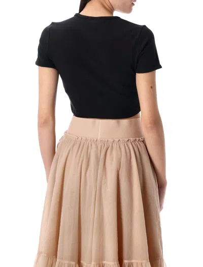 Adidas Originals Cropped Rib Tee In Black