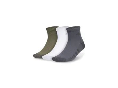Adidas Originals Cushioned 3.0 3-pack Quarter Socks Men's Crew Cut Socks Shoes Olive Strata Green/white/onix Grey: La In Multi