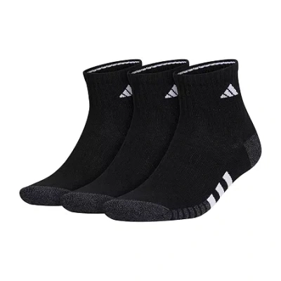 Adidas Originals Cushioned Mens 3 Pair Big And Tall Quarter Ankle Socks In Black