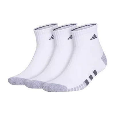 Adidas Originals Cushioned Mens 3 Pair Big And Tall Quarter Ankle Socks In White