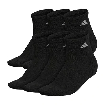 Adidas Originals Cushioned Womens 6 Pair Quarter Ankle Socks In Black