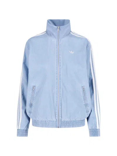 Adidas Originals Summer Glow Firebird Side-stripe Zip-up Sweatshirt In Blue