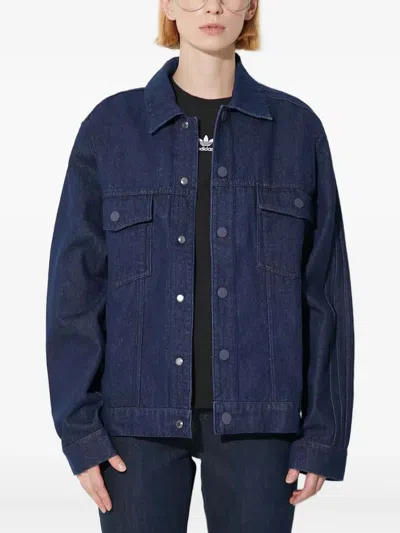 Adidas Originals Denim Panelled Jacket In Blue