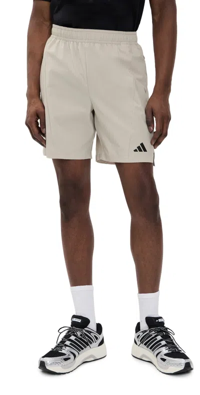 Adidas Originals Designed For Training Workout Shorts 7 Wonder Alumina In Neutral